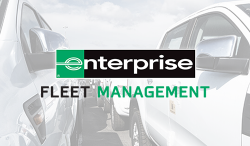 Enterprise Fleet Management logo with vehicles background.